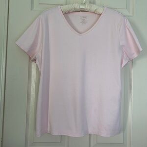 L.L.Bean Supima Cotton V-Neck tee Women's Size XL Pale Rose EUC